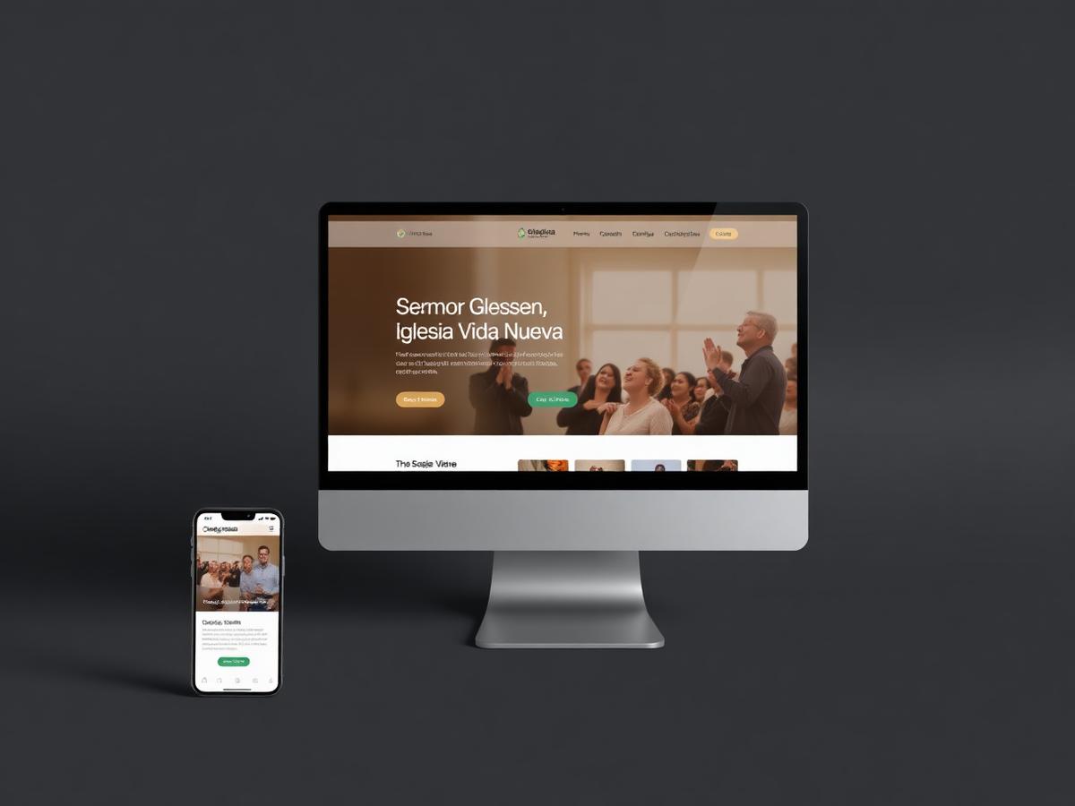Iglesia Vida Nueva Church Website designed by PM Web Solutions in Pensacola, FL, shown on desktop and mobile