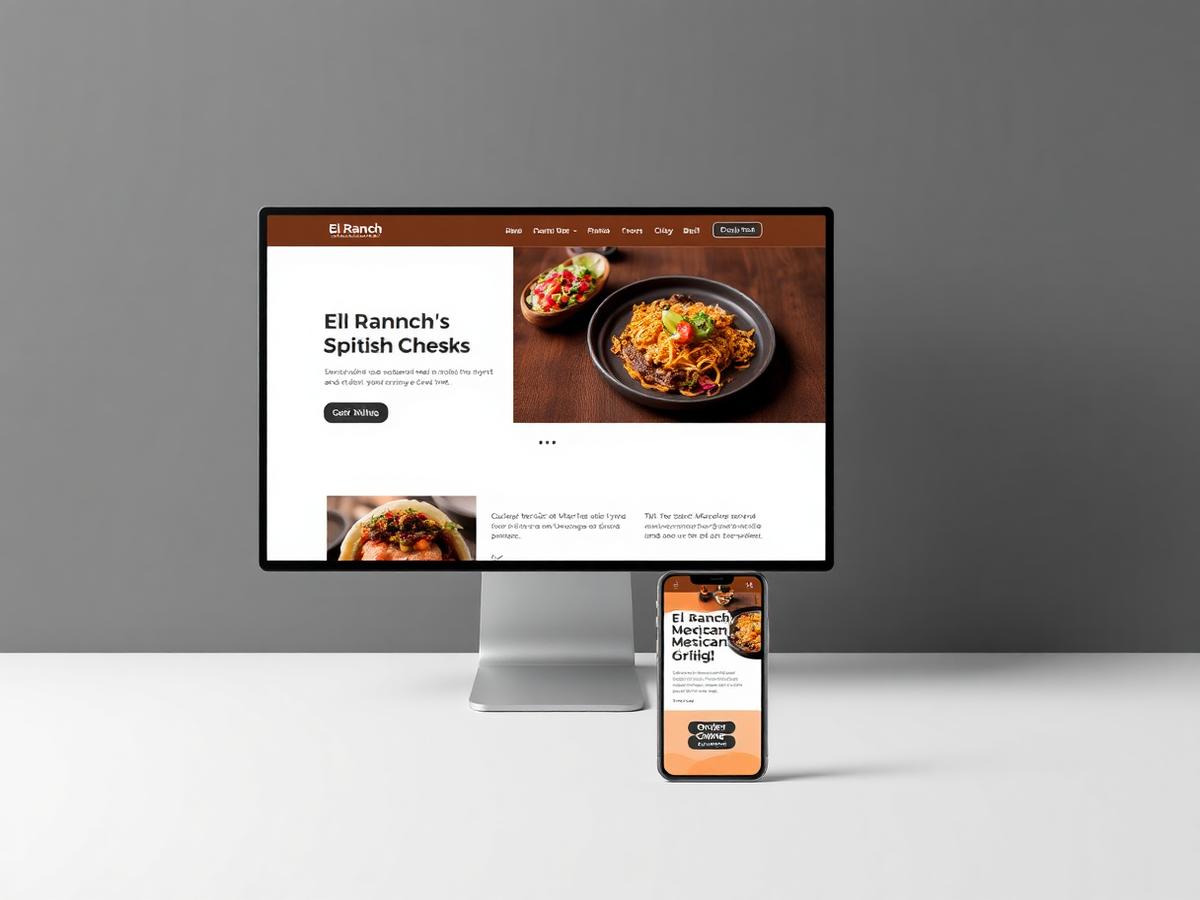 El Rancho Mexican Grill Restaurant Website designed by PM Web Solutions in Pensacola, FL, shown on desktop and mobile