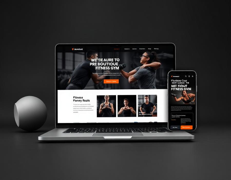 Iron District Fitness website shown on desktop and mobile