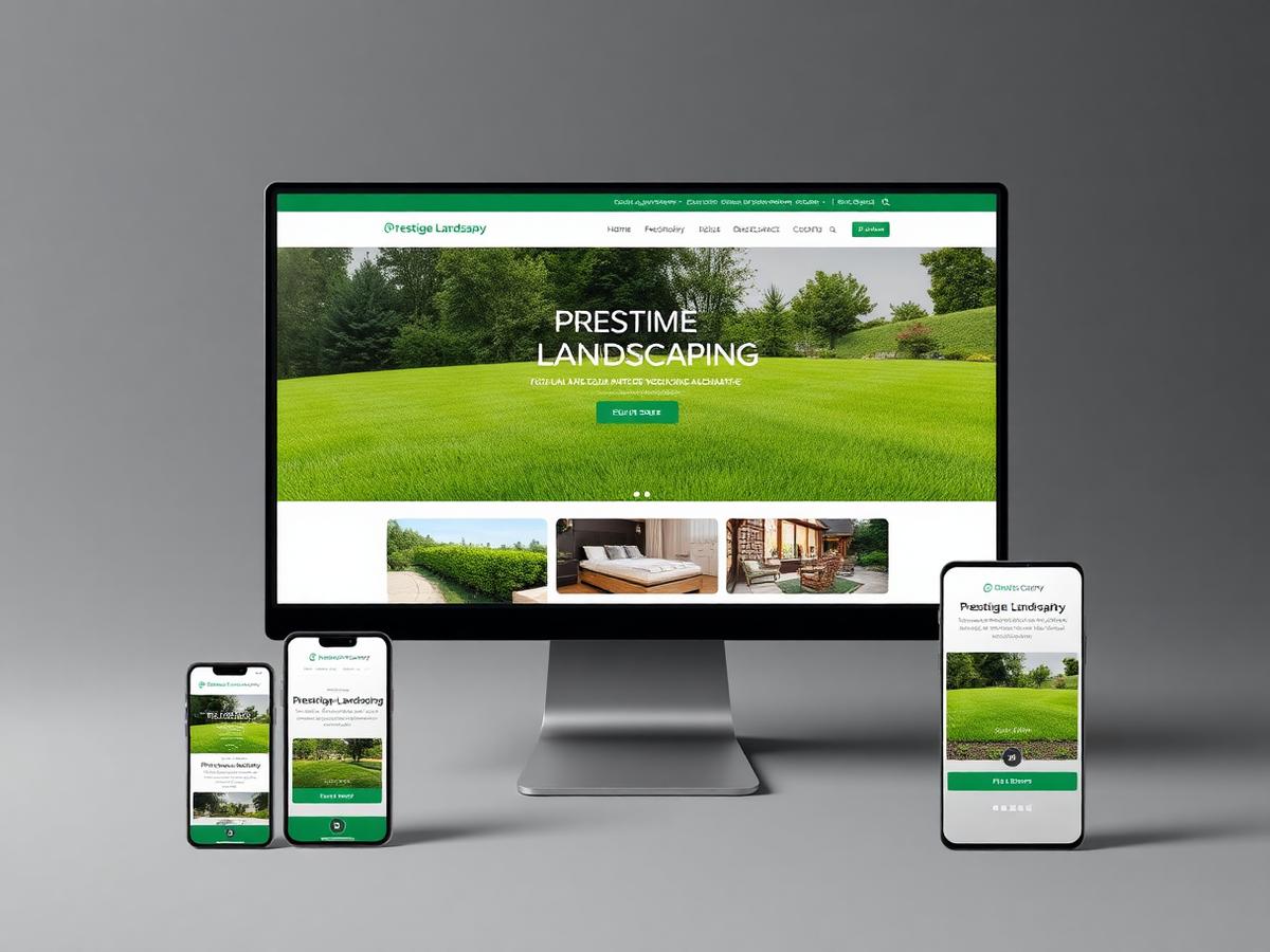 Prestige Landscaping Landscaping Company designed by PM Web Solutions in Pensacola, FL, shown on desktop and mobile
