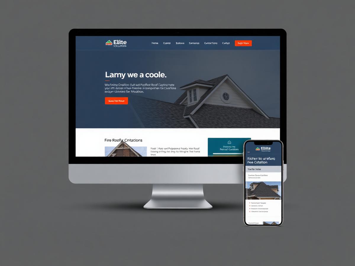 Elite Roofing Solutions Roofing Company designed by PM Web Solutions in Pensacola, FL, shown on desktop and mobile